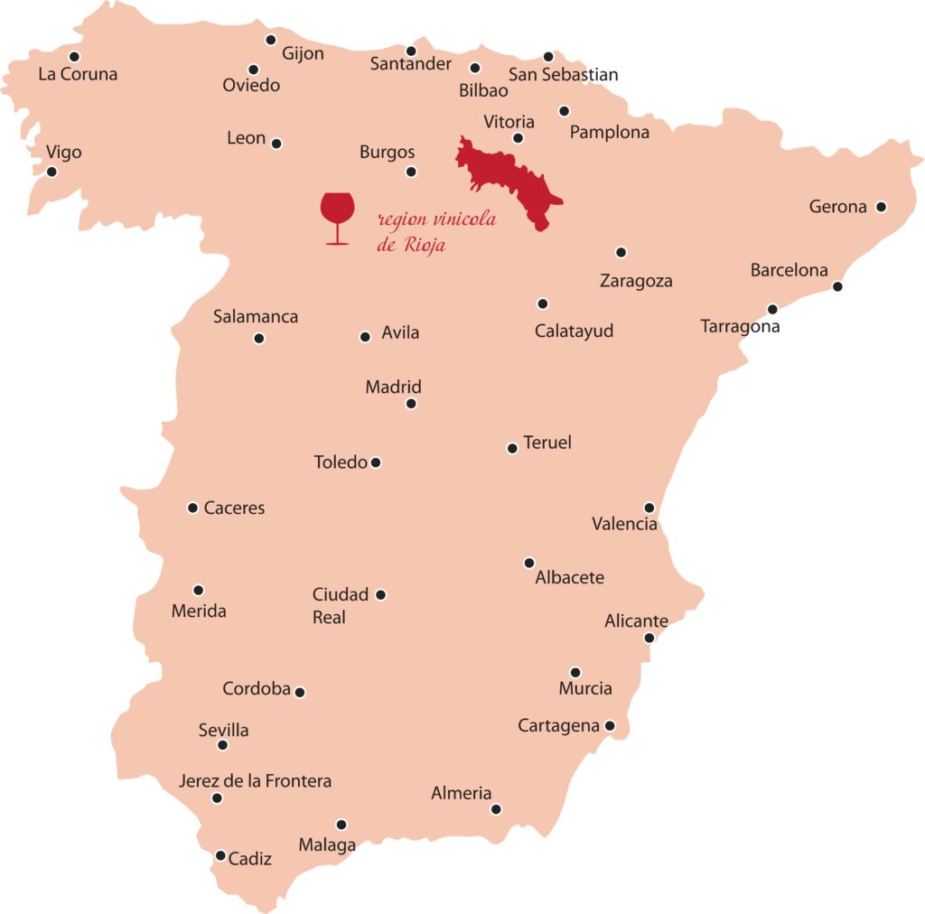 Rioja Karte von Spanien, Wein
